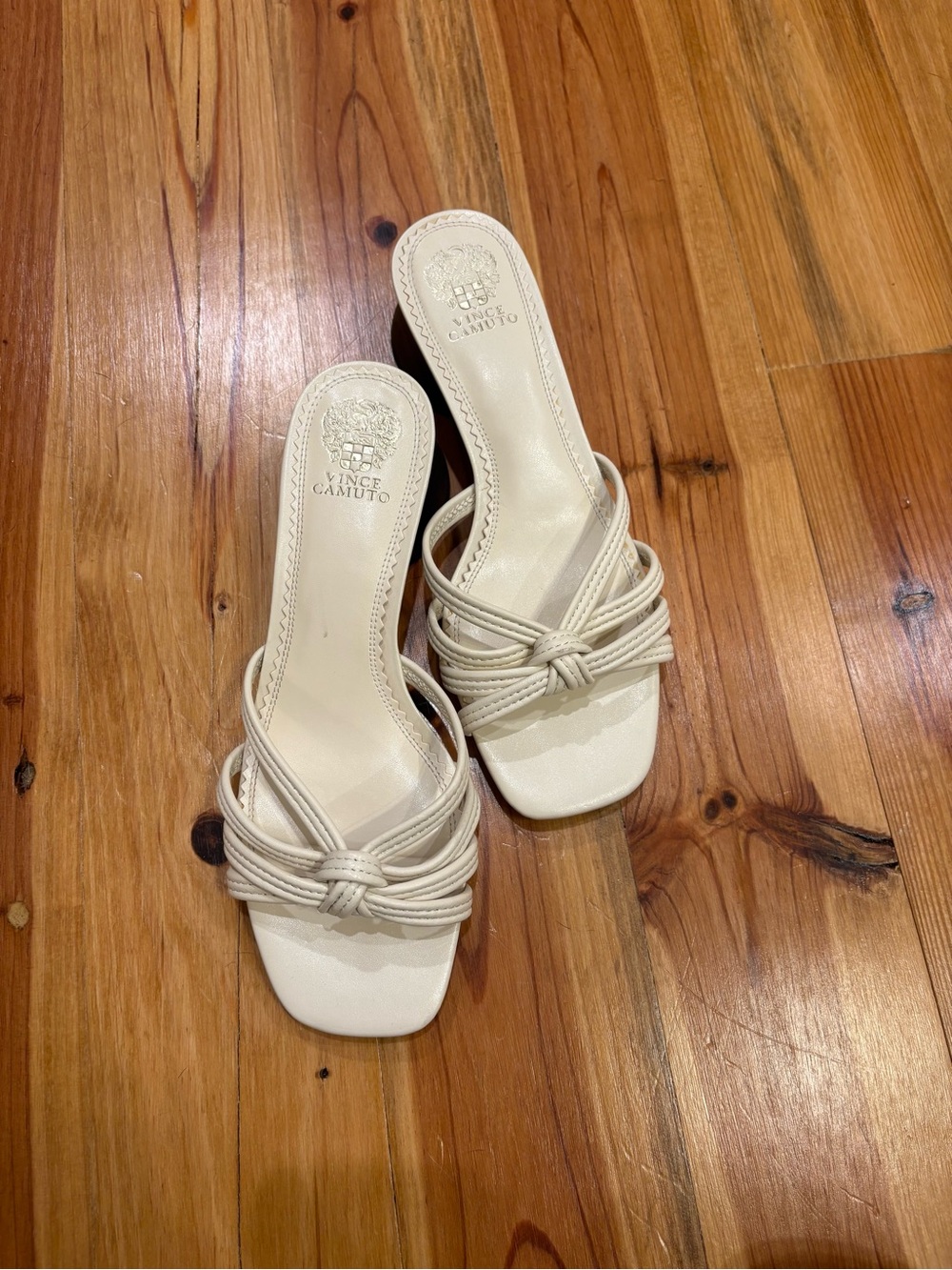 Vince Camuto Ivory Knotted Strap Slide Mules